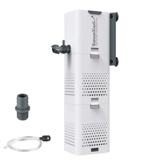 SunsunXiaoli aquarium water pump/filter with white housing and side inlet/outlet ports