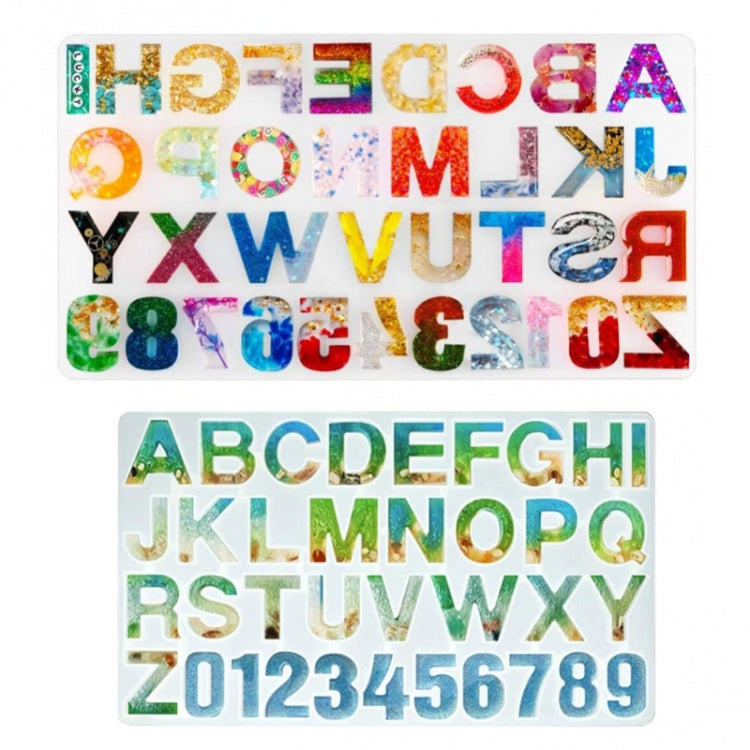 Alphabet silicone keychain mold featuring two rows of letters and numbers cavities