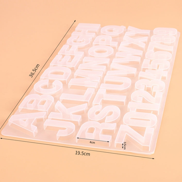 Clear silicone alphabet mold for keychains with size measurements