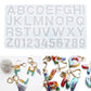 Clear alphabet silicone keychain mold with sample alphabet pieces and keychains