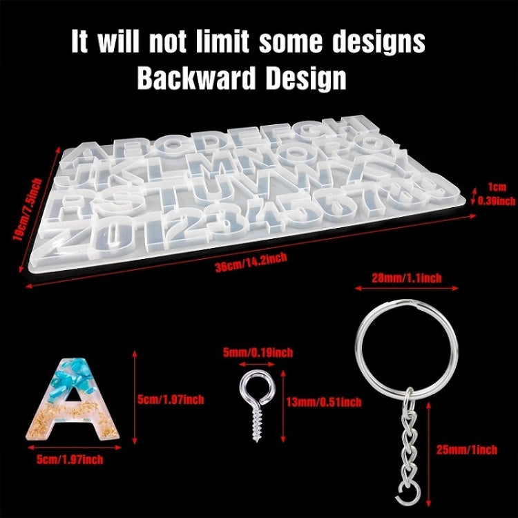 White silicone pendant mold plate with letter-shaped cavities for resin keychains