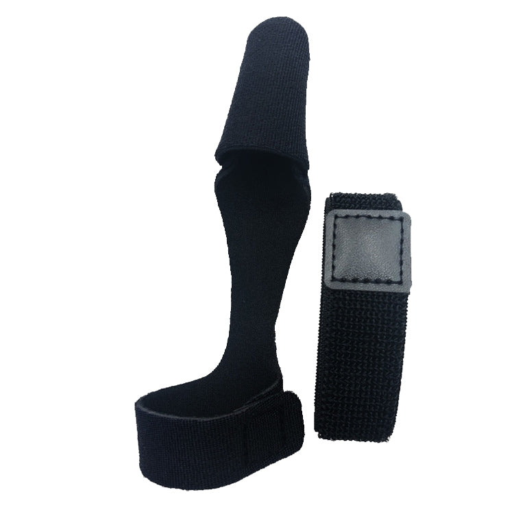 Black elastic pole guard cap with gray patch and matching black lashing strap