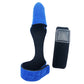 Blue elastic pole guard cap with black base and matching black lashing strap sleeve