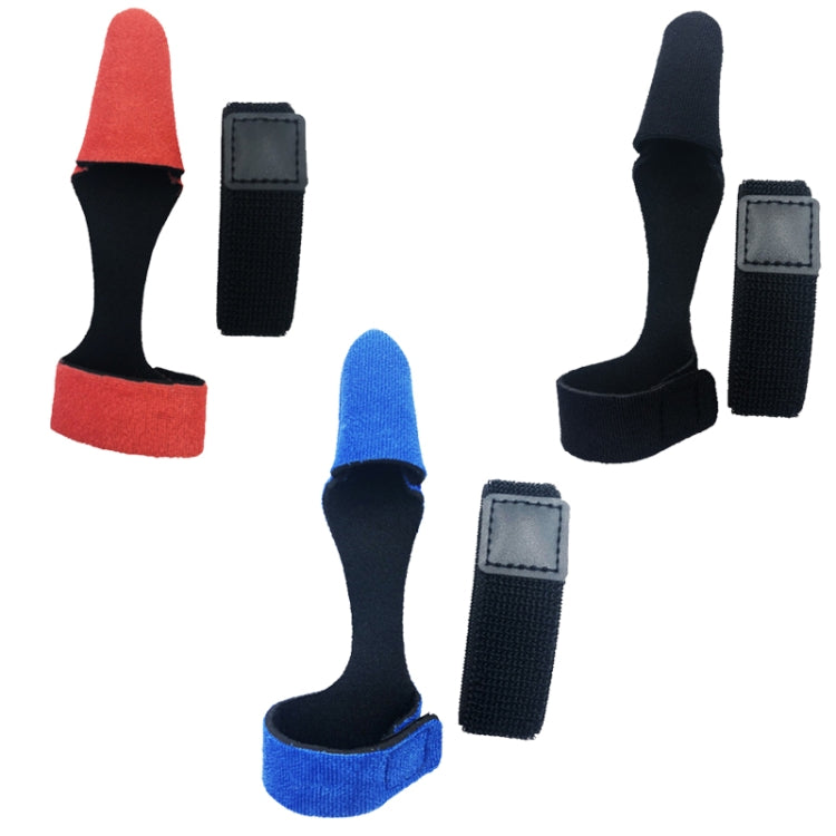 Set of red, black, and blue elastic pole guard caps with matching black lashing straps