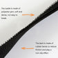 Close-up of black elastic pole guard seam and textured strap edge