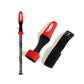 Red pole guard cap with black elastic base and black lashing strap, shown on rod