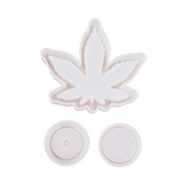 Silicone maple leaf ashtray mold with two circular patterned inserts