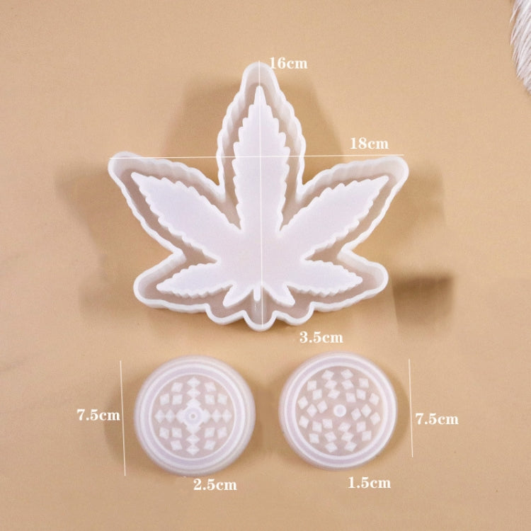 Silicone maple leaf ashtray mold with two round compartment inserts