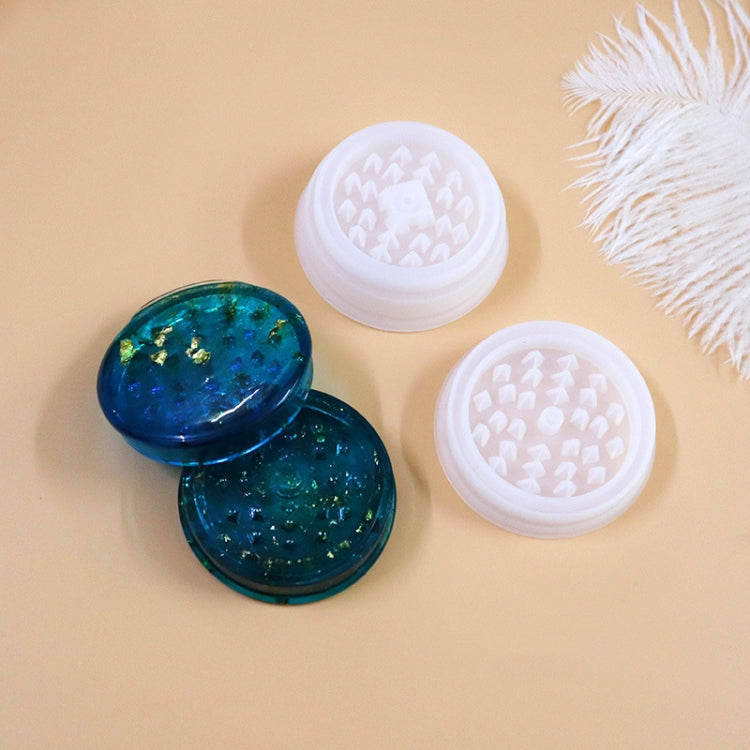 Silicone round ashtray molds with two blue glitter epoxy dish samples