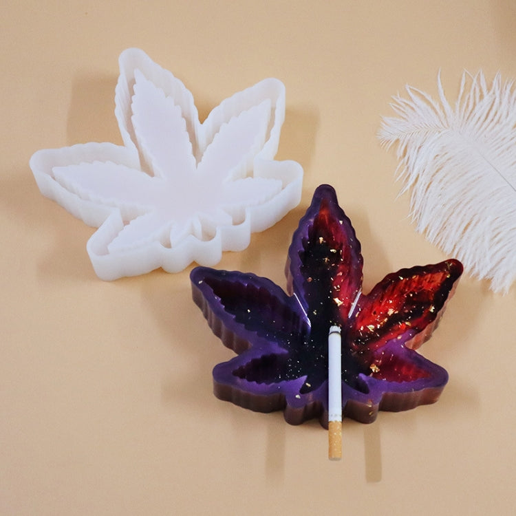 Silicone maple leaf ashtray mold with purple glitter resin leaf tray
