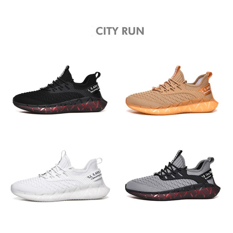 Men's lightweight mesh sneakers shown in black, tan, white, and gray colorways