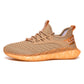 Men's breathable mesh sneakers, beige lace-up with orange rubber midsole