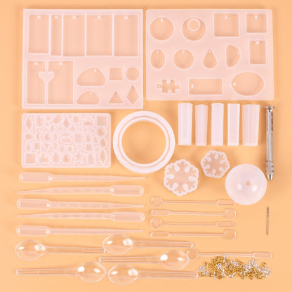 Silicone pendant mold set with multiple crystal drip cavity shapes and tools