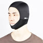 Black helmet liner cap with breathable mesh top and chin panel, worn by model