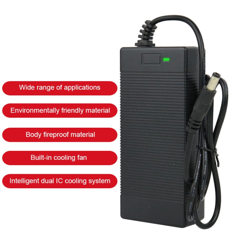 Black electric vehicle charger with built-in cooling fan and DC connector cable