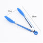 Blue stainless-steel food clip with serrated silicone grip and loop handle