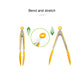 Silicone food clips with stainless-steel jaws, shown in yellow and orange