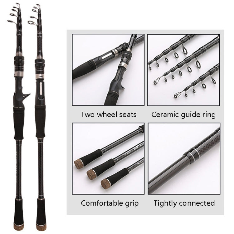 Two telescopic rods showing wheel seats, ceramic guide rings, and connected sections
