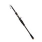 Carbon telescopic fishing rod with metal line guides and padded handle grip