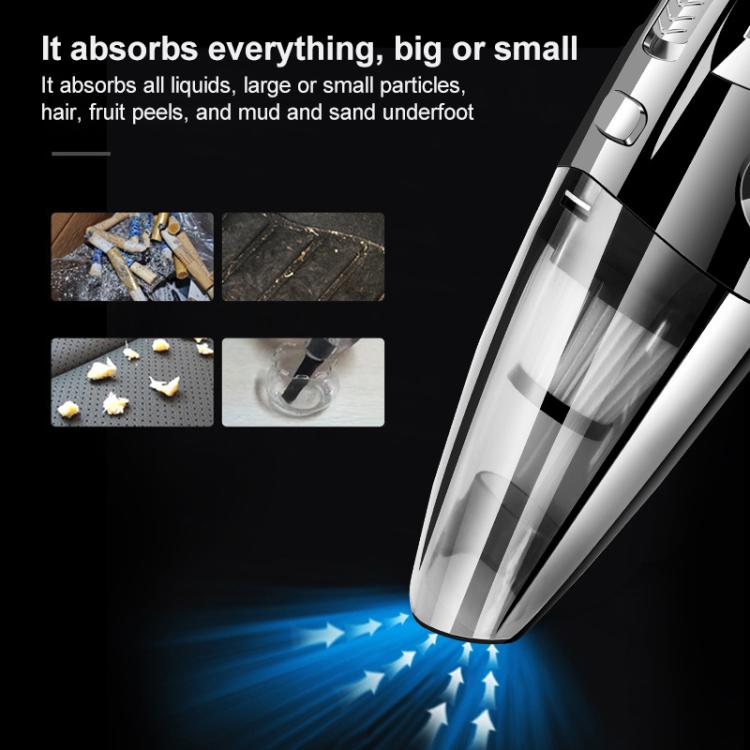 Handheld wet dry vacuum cleaner with airflow suction effect, transparent collection chamber