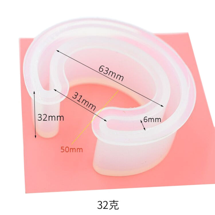 Silicone bracelet mold with 63mm, 50mm, 32mm, and 31mm size markings
