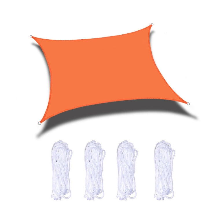 Orange waterproof sunshade sail with corner grommets and included rope ties