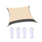 Light beige waterproof sunshade sail with corner grommets and included rope ties