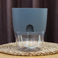 Gray transparent double-layer plastic flowerpot with molded handle-style top cutout