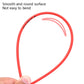 Red bicycle line tube cable held in hand, shown as a flexible looping line