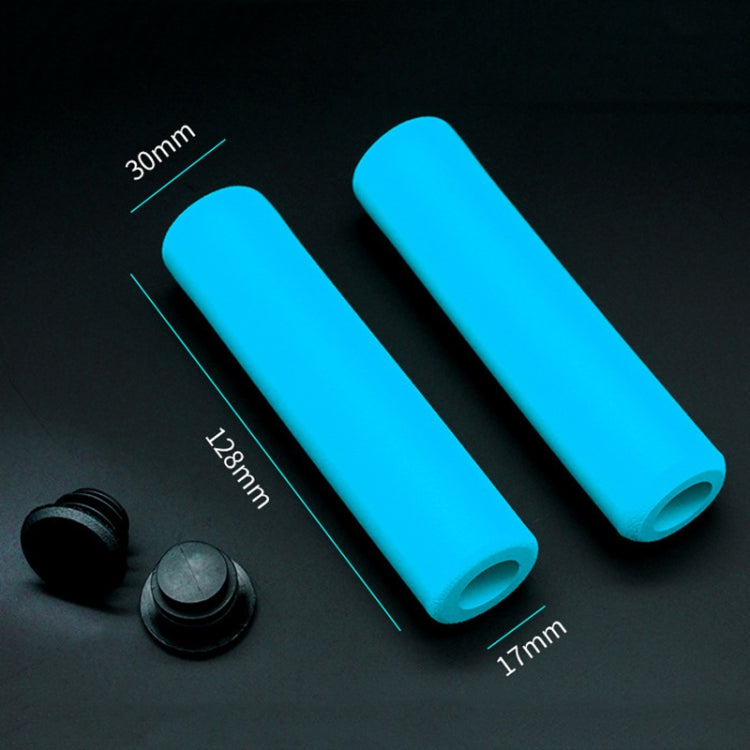 Foam bicycle handlebar grip covers, blue, two grips with open ends