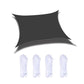 Black waterproof anti-UV sunshade sail with grommets and included white ropes
