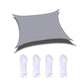 Grey waterproof anti-UV sunshade sail with grommets and included white ropes