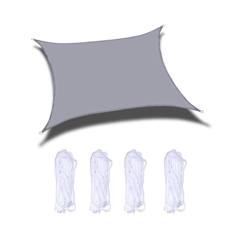 Grey waterproof anti-UV sunshade sail with grommets and included white ropes