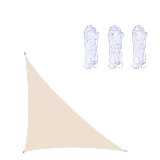 Beige triangle outdoor sunshade sail with grommets and included tie ropes