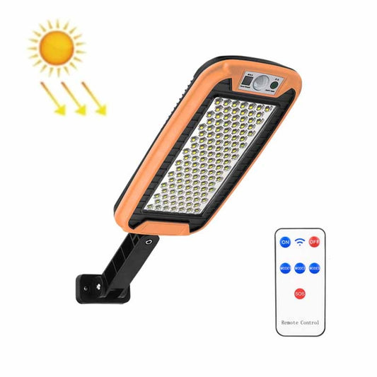 Orange solar wall light with dense LED array and remote control