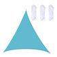 Light blue triangular outdoor sunshade sail canopy with grommets and rope loops