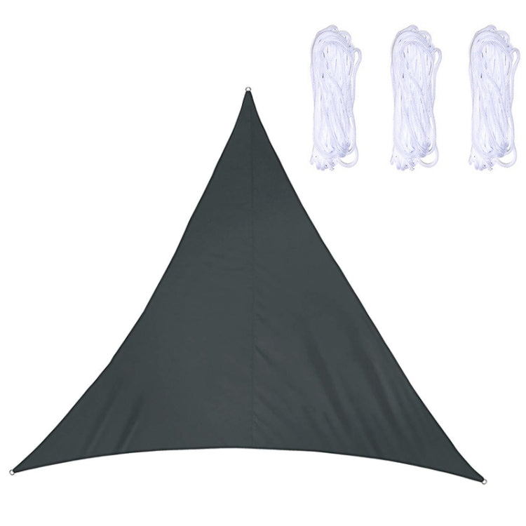 Black triangular outdoor sunshade sail canopy with grommets and rope loops