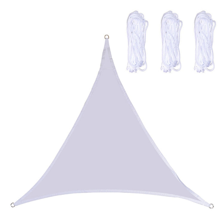 White triangular outdoor sunshade sail canopy with grommets and rope loops