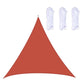Red triangular outdoor sunshade sail canopy with grommets and rope loops