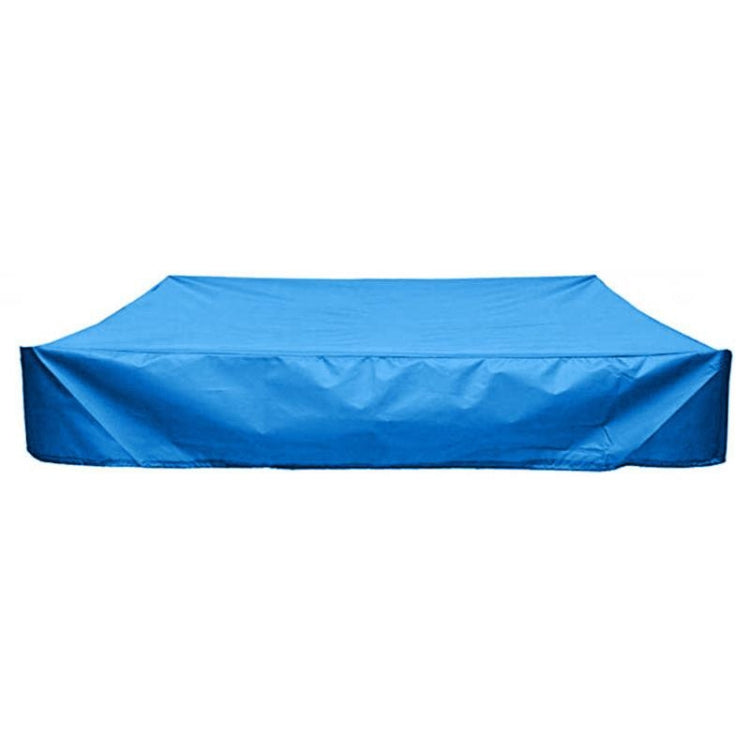 Blue rectangular outdoor cover with rounded corners for toy bunker or bath