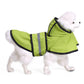 Green reflective dog raincoat poncho with black edges and gray reflective stripes