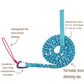 Blue bicycle tow rope with stretch coiled section and carabiner attachment
