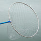 Circular dip net hoop with fine light mesh and blue handle attachment