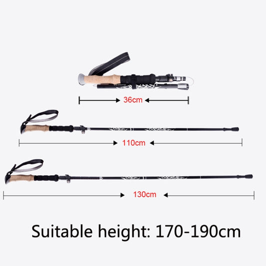 Folding trekking pole layout with folded and extended length measurements