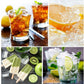 Silicone ice and popsicle molds with shaped ice cubes in a collage layout