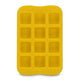 Yellow silicone ice cube mold tray with 12 square cavities in a 3x4 grid