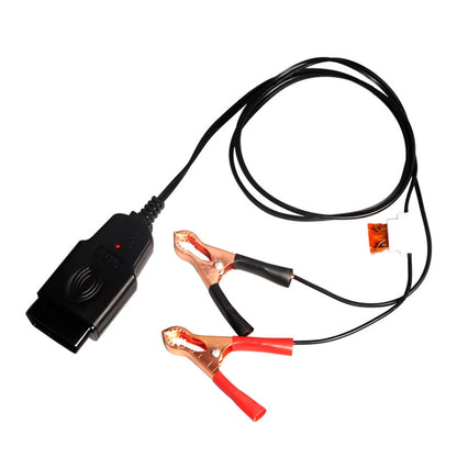 OBD power memory saver tool with black connector and red/black alligator battery clamps