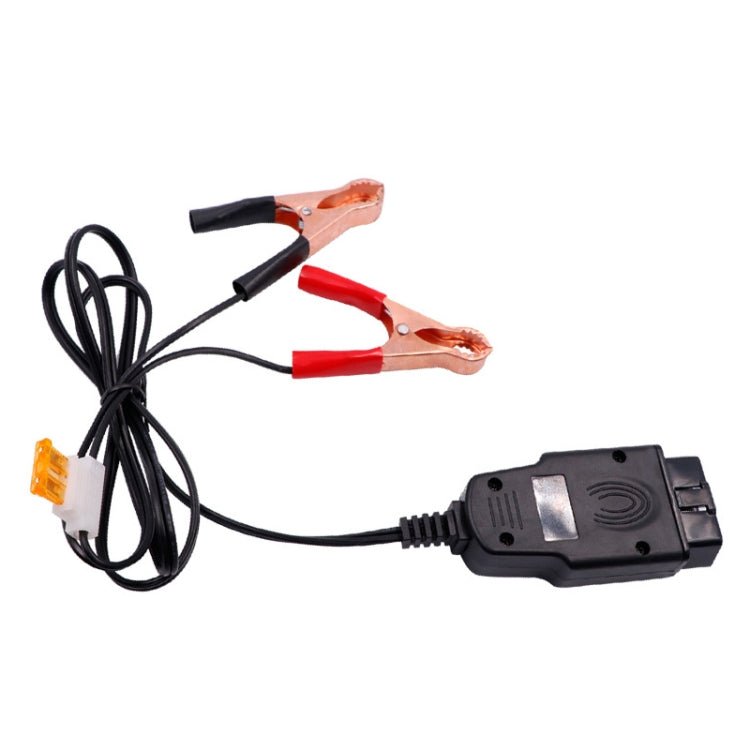 Automotive OBD power memory saver with black device body and red/metal battery clamps