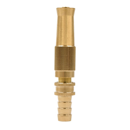 Brass garden hose sprinkler attachment with ribbed grip and threaded outlet