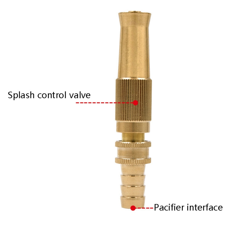 Brass sprinkler attachment with splash control valve and pacifier interface